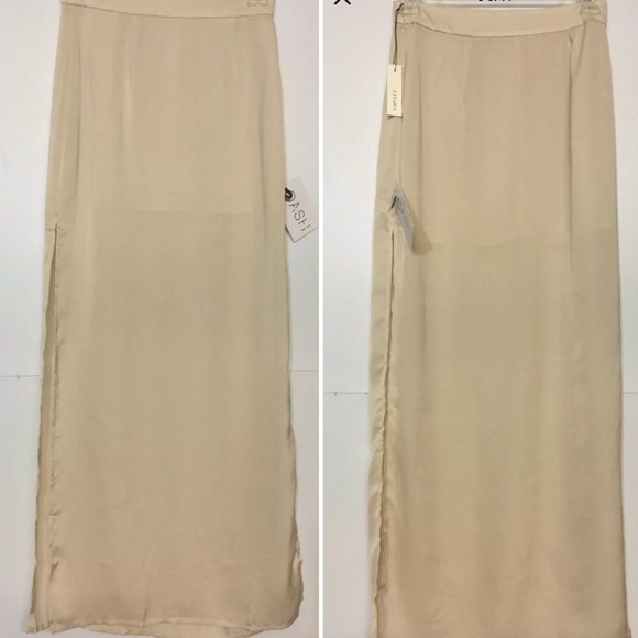 Capulet Cream Chiffon High Waist Slit Maxi Skirt - Picture 2 of 9